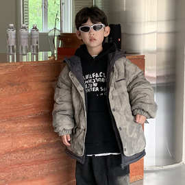 男童韩版外套2024冬季新款儿童时尚夹棉上衣中小童宽松加厚保暖衣