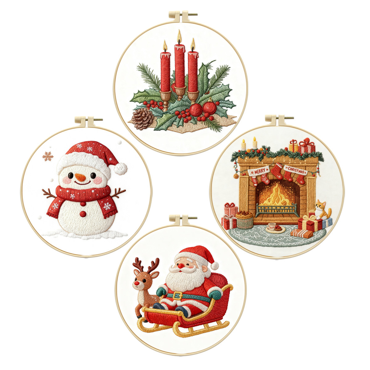 Nuevo bordado transfronterizo de Navidad DIY set de bordado de Navidad set de cuatro piezas decoración festiva