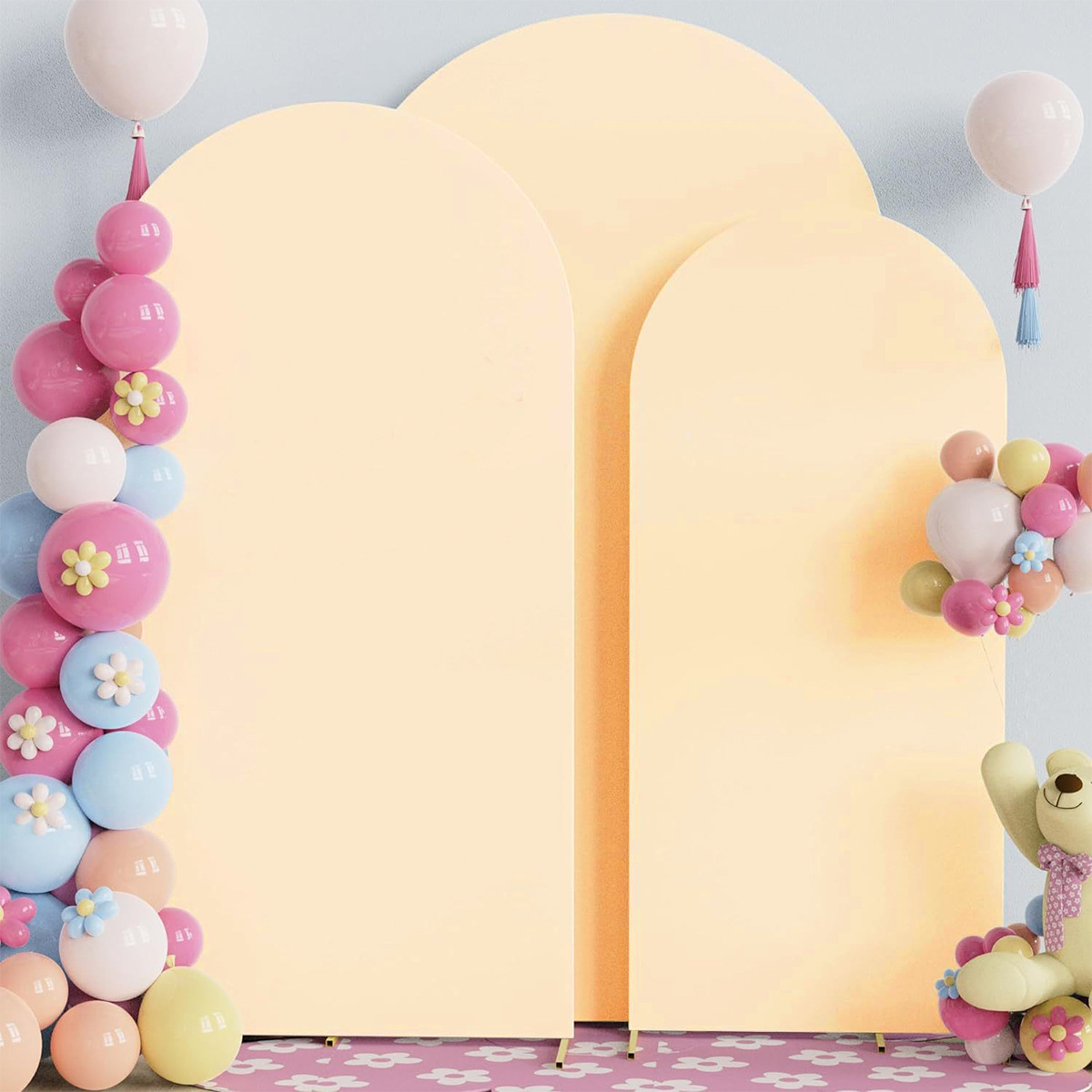 Cubierta de boda de seda de leche transfronteriza decoración cubierta de tela de arco elástico cubierta de fondo de fiesta de cumpleaños cubierta de tela semicircular cubierta protectora