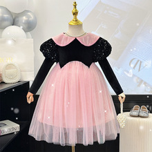 女童2024秋冬新款网红洋气网纱裙宝贝生日礼服公主裙仙女裙子