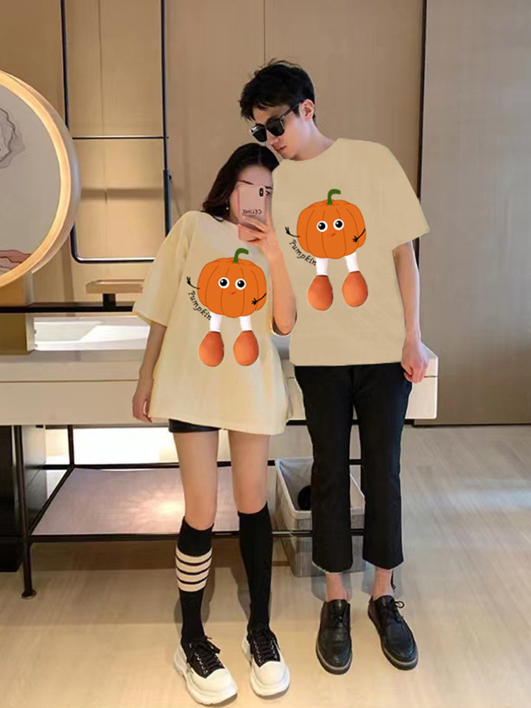 Korean-style Mother and Dresses 2024 Summer Family of Three and Four Baby Climbing Suit Parent-child Three-dimensional Pumpkin T-shirt Trendy
