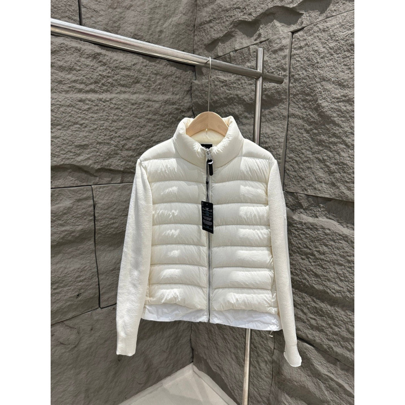 MK2025 Autumn/Winter New Knit Patchwork Women's Down Jacket with Stand Collar, Slim Fit, Simple and Warm Short Coat