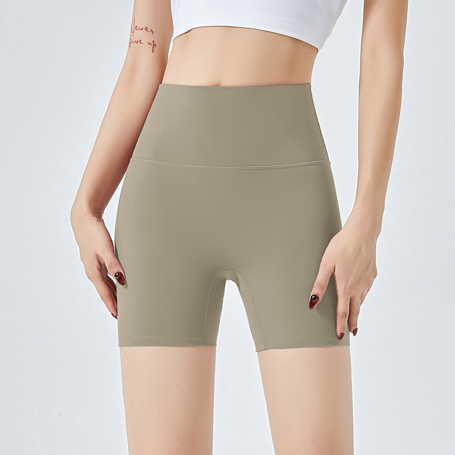LAHN Yoga Fitness Honey Peach Hip Fitness Pantalones cortos de mujer anti-reducción de borde anti-avergonzamiento de montar pantalones deportivos