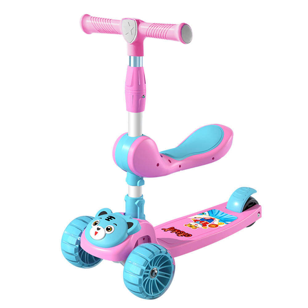 New Kidsren's Scooter 1-8 Years Old Baby Can Sit Foldableable with Seat Music and Lighting Cross-Border E-Commerce Export