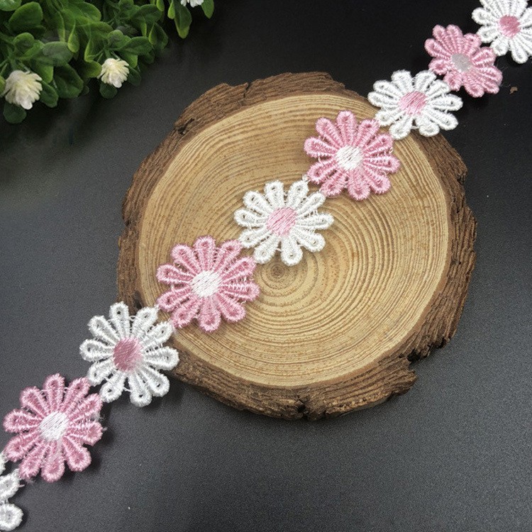RY color encaje flores pequeñas accesorios hecho a mano bricolaje encaje correa lateral ropa cortina bordado tela material decoración