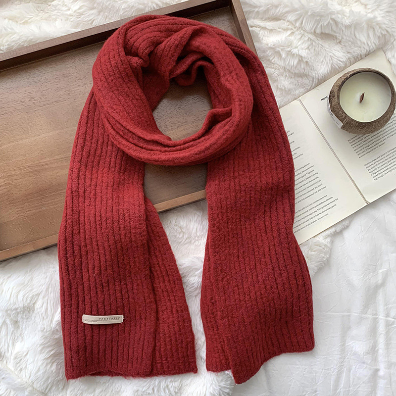 Bufandas mujeres invierno 2025 nuevo calentamiento engrosado suave azul helado imitación de lana de color sólido bufandas de punto