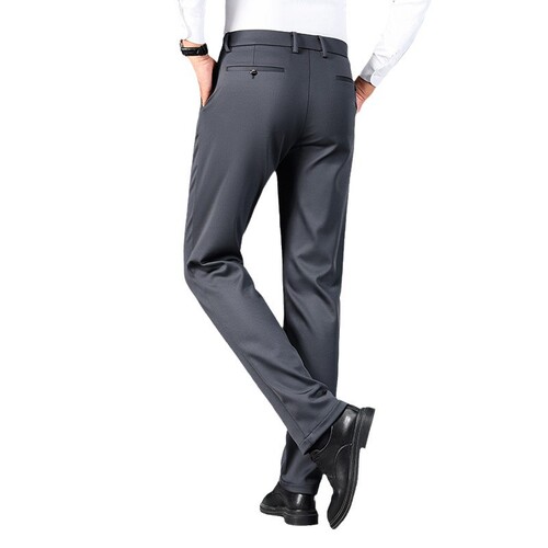 Four-sided elastic autumn and winter plus velvet thick straight men's casual pants plus plus fat business trousers loose trousers for men