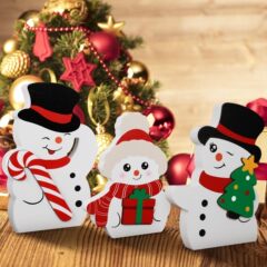 国境を越えた新製品クリスマス木製階層トレイ装飾ミントキャンディー杖クリスマス雪だるま冬装飾室内