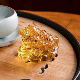 黄水晶琉璃水晶金蟾家居装饰品动物摆件公司办公室客厅吉祥物