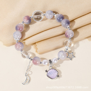 Super Fairy Shell Glazed Crystal Bracelet for Women Niche High-End Beaded Bracelet Scenic Spot Hot-Selling Jewelry Stall Wholesale