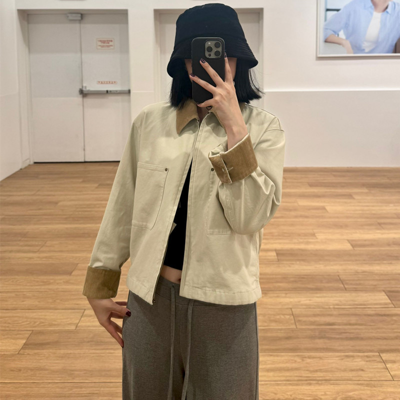 Uraz Women's Casual Zipper Short Jacket/Coverall Barn Style Lapel Fashion Jacket New Y479208