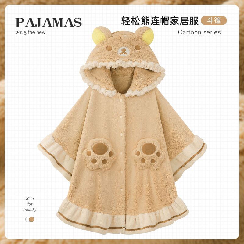 Cute Toothless Coral Fleece Bathrobe for Women, Winter Hooded Cape, Warm Xiaohongshu Soft and Fluffy Loungewear Cute Toothless Coral Fleece Bathrobe for Women, Winter Hooded Cape, Warm Xiaohongshu Soft and Fluffy Loungewear
