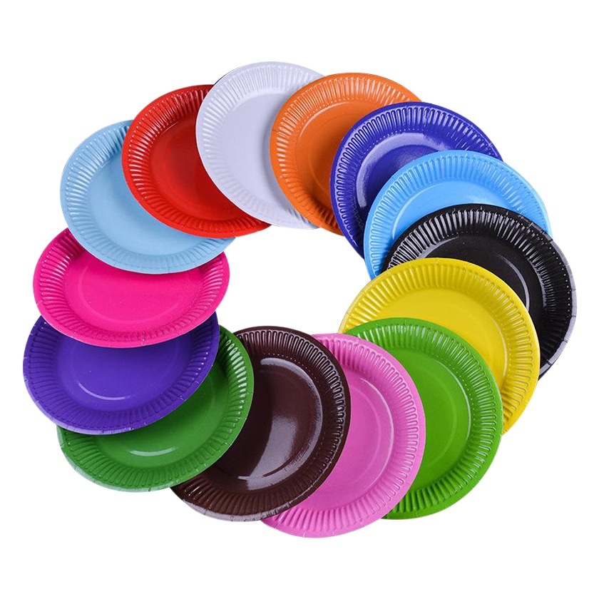 Kangle to disposable 6 inch Children's Art Manual diy paper plate painting white color printing coated paper plate sticker painting