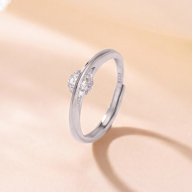 Nhẫn nữ bạc 925 mạ bạc thiết kế nhỏ gọn, đơn giản, có thể điều chỉnh độ mở — Loại bạc