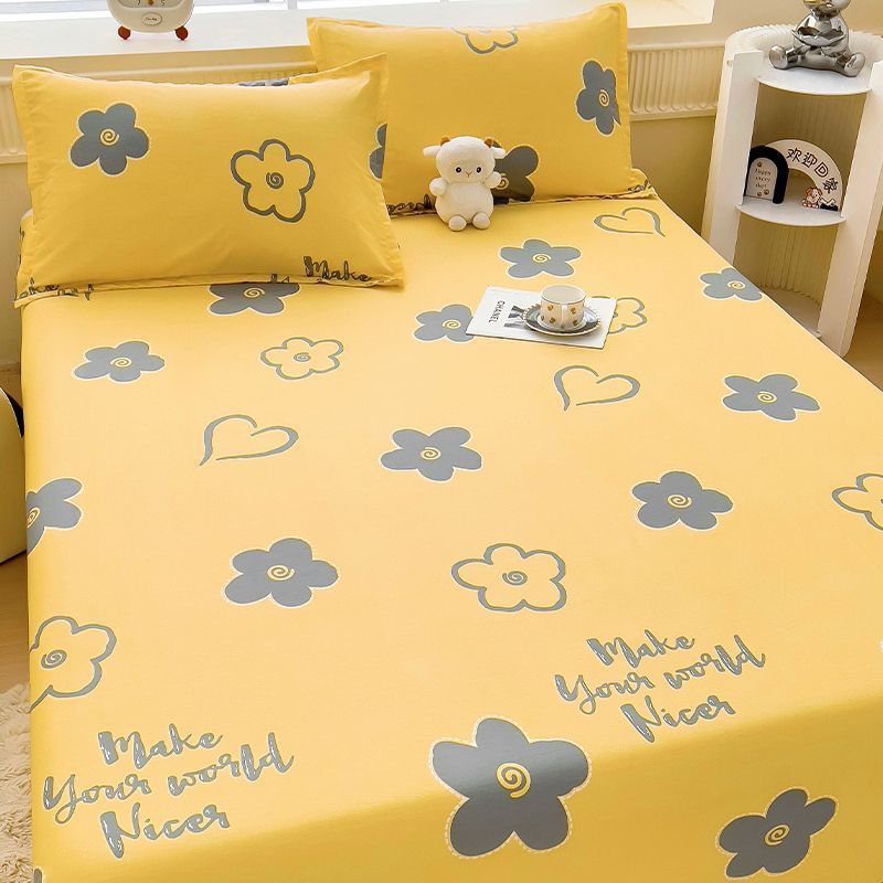 Algodón 100% algodón sábana de una pieza niña linda funda de cama de dibujos animados gruesa funda de almohada de tres piezas conejo