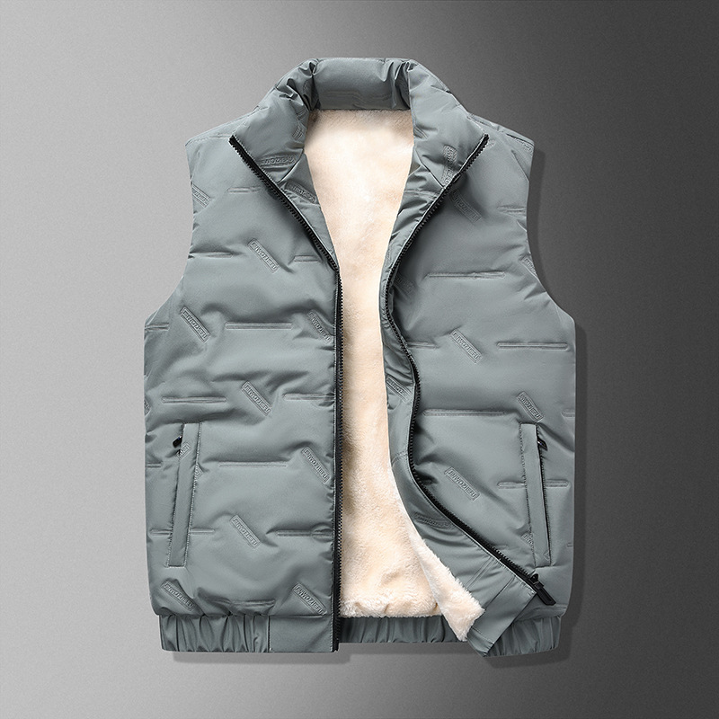 Gilet in cotone spesso e morbido da uomo, stile invernale, nuovo, alla moda e versatile, casual, con collo alto, tinta unita, spalle scoperte_voghion.com