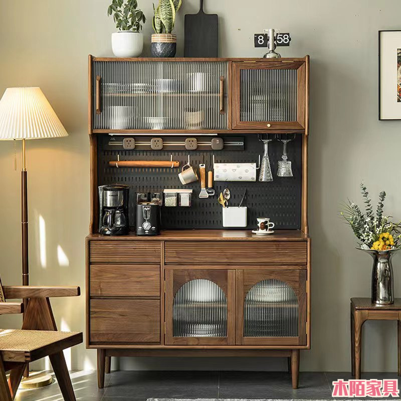 North American Black Walnut Solid Wood Sideboard Modern Minimalist Pegboard Solid Wood Storage Cabinet Wall-Mounted Home Storage Cabinet