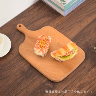 跨境木质披萨盘带手柄水果面包盘菜板家居牛奶面包早餐盘熟食砧板