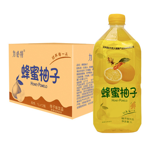Honey Grapefruit Tea Whole Box 1L*12 Large Bottle Fruity Summer Refreshing Beverage Factory Direct Sales/Wholesale