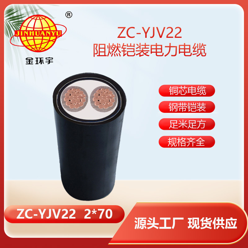 金环宇电缆 深圳阻燃电缆厂ZC-YJV22 2X70平方 c类阻燃电缆