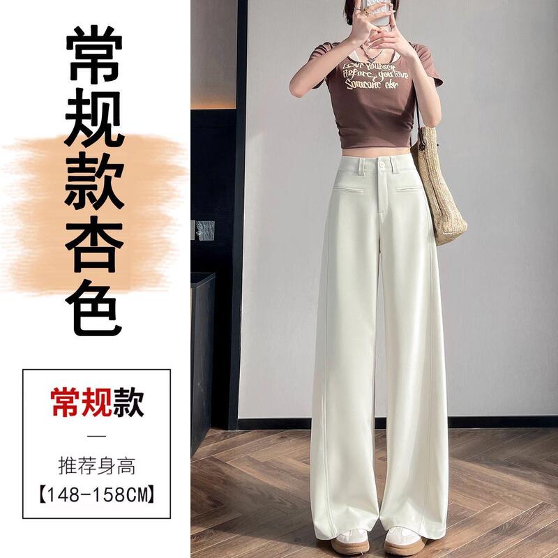 灰色西装裤女春秋季2025新款裤子高腰直筒宽松休闲垂感拖地阔腿裤|undefined
