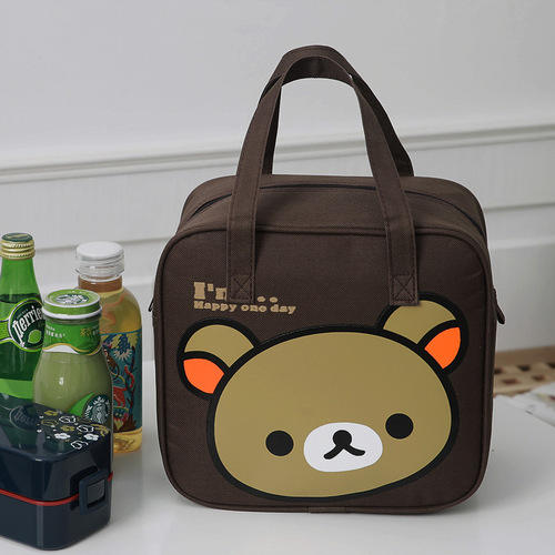 New fashionable women's handbag insulated bag Oxford cloth printed zipper lunch bag wholesale