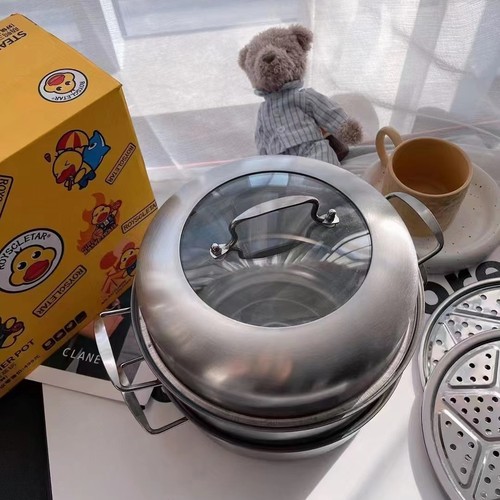 Little yellow duck new cute duck 28 soup steamer 304 stainless steel household three-layer soup pot multi-functional multi-layer steamer