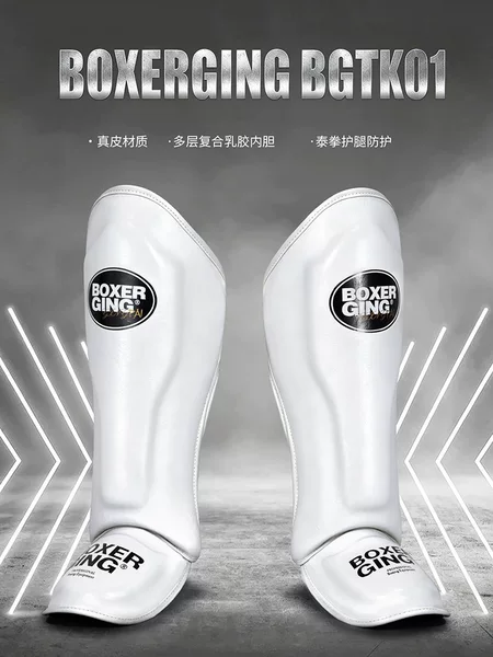 Muay Thai leg guards, professional imported genuine leather combat shin guards, boxing and Sanda shin and ankle guards, back fighting protective gear