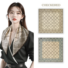 F【香香格纹】大牌百搭桑蚕丝真丝羊毛丝毛中方巾时尚护颈披肩