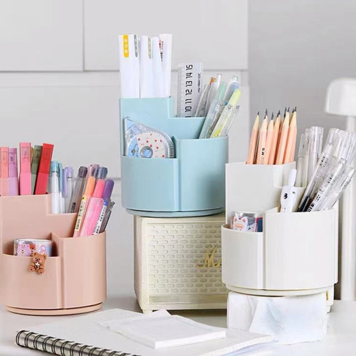 Creative pen barrel storage box desktop rotating pen barrel storage rack multi-functional sundry storage box simple plastic pen holder