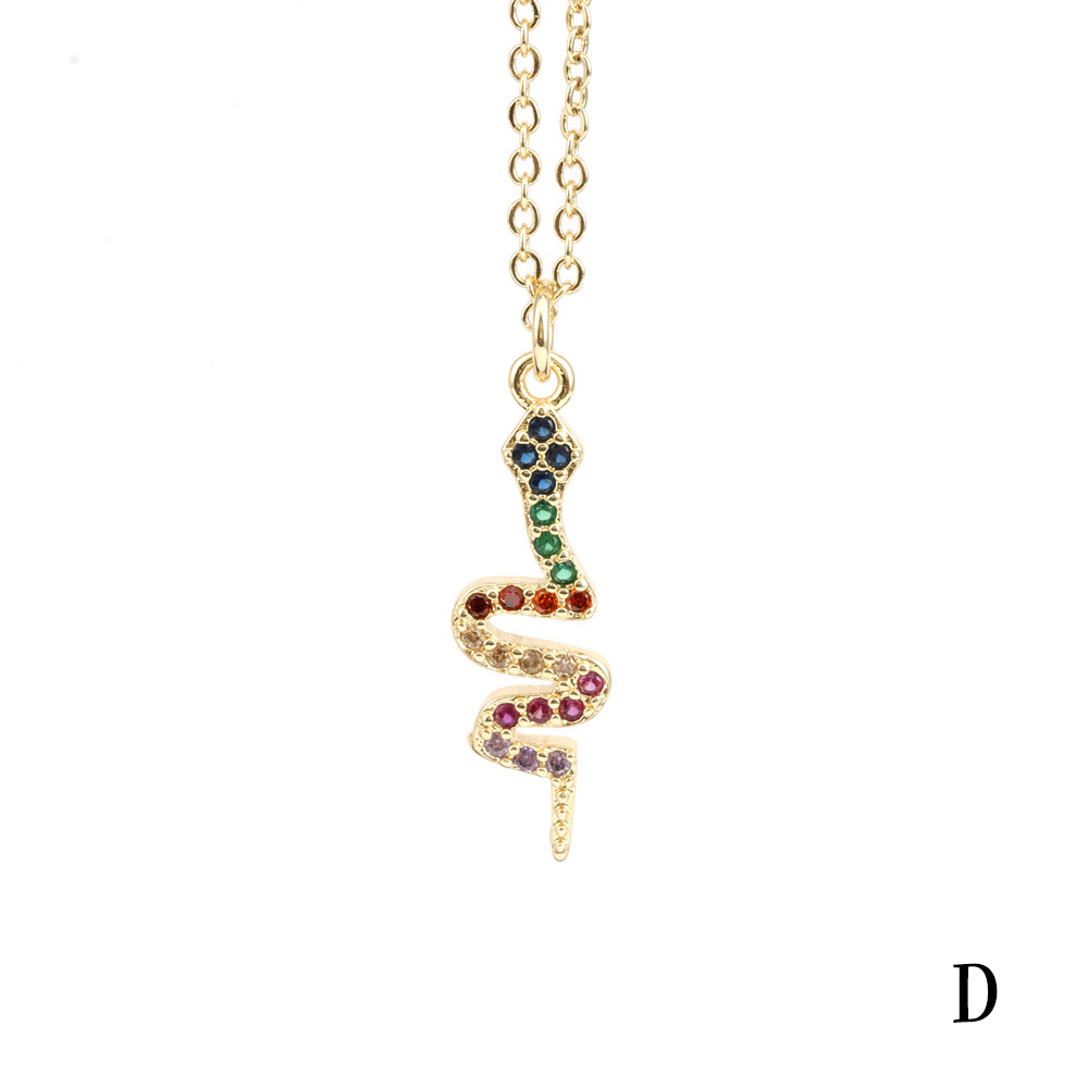 Fashion Snake Copper Inlay Zircon Pendant Necklace 1 Piece