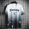 White, gradient, with short sleeve