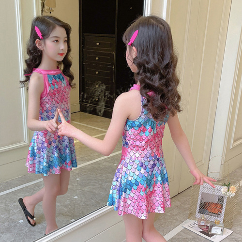 Children's swimsuits for girls, small, medium and large children, girls, students, split boxer briefs, skirt style mermaid swimsuits wholesale