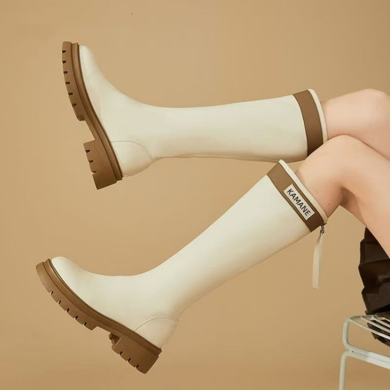 Autumn high boots platform made of soft leather