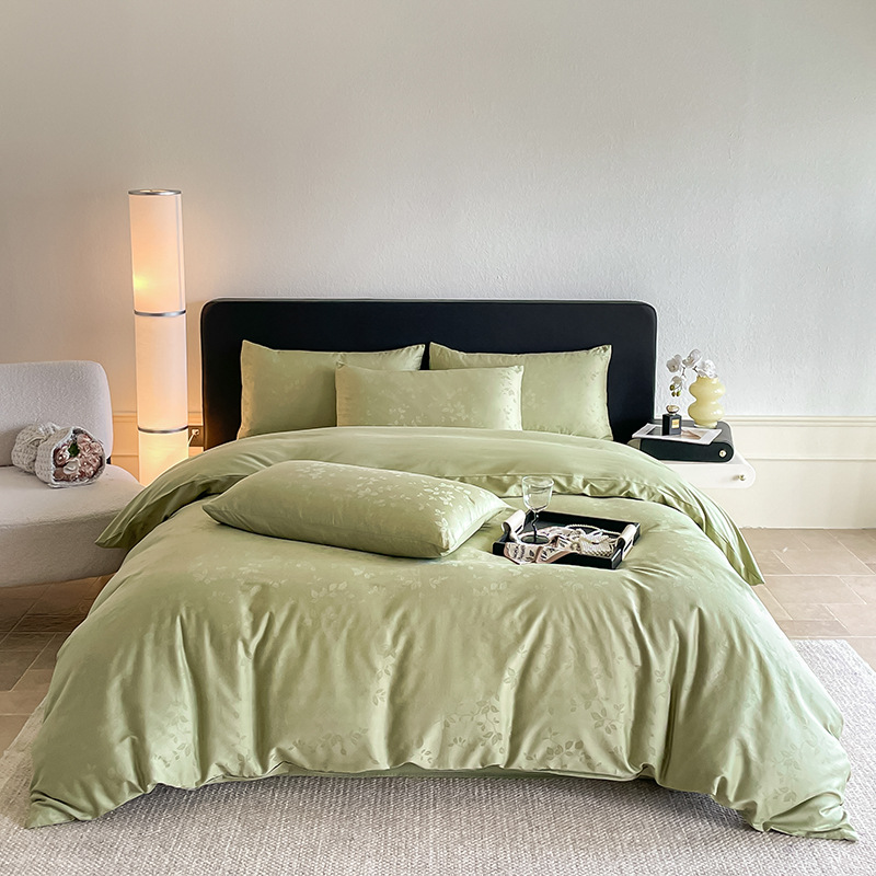 Todo algodón 60s tributo satin Jacquard cuatro piezas de algodón puro Jacquard algodón espeso Nantong cuatro piezas de tela doméstica