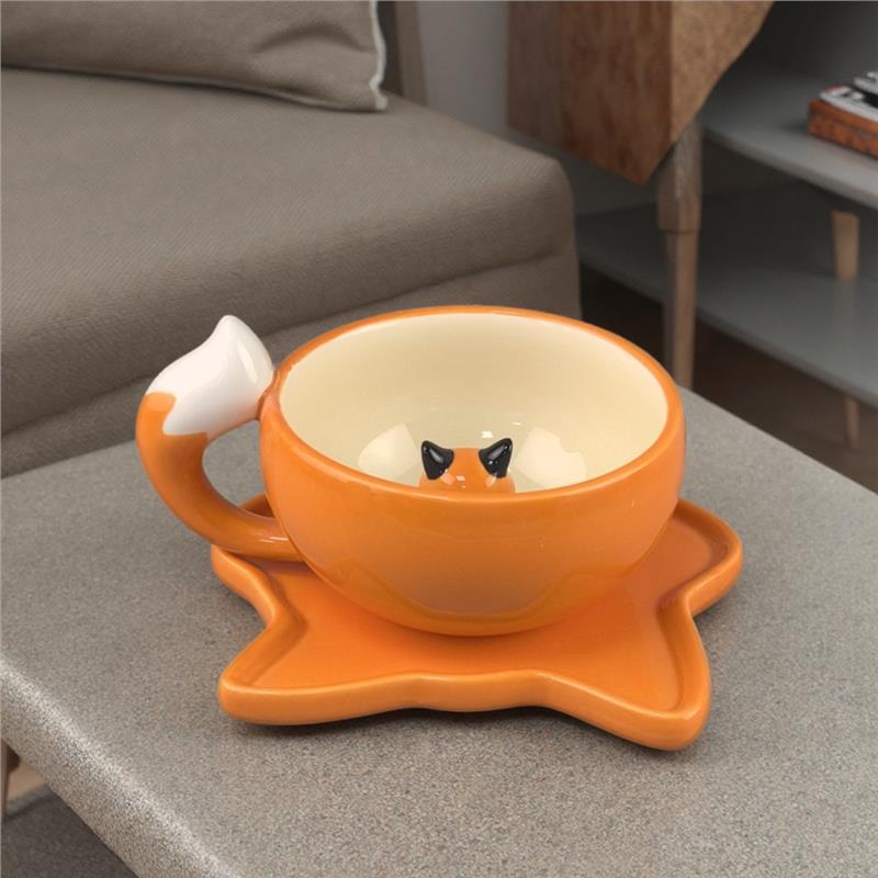 Autumn Forest Maple Leaf Fox Cup Set suit Cute Ceramic Mug Coffee Cup Water Cup for Girlfriend