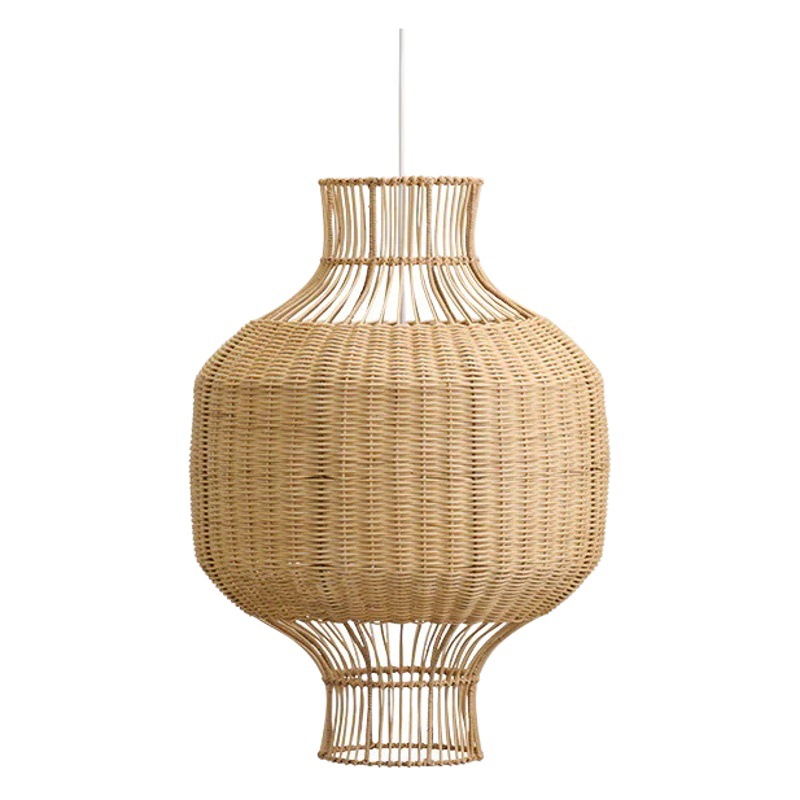 Lámpara colgante de ratán de oveja de madera comedor sala de estar lámparas dormitorio B & B pastoral retro estilo silencioso arte de ratán Pantalla de estilo nórdico