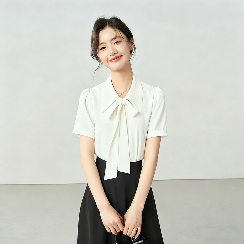 흰색 반팔[쉬폰 셔츠]
