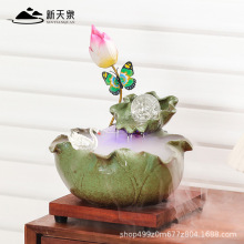 新中式造景鱼缸循环流水客厅玄关办公室装饰桌面摆件乔迁开业礼品