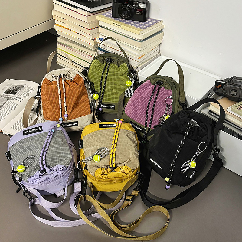 Viaje al aire libre bolsas de hervidor multifuncionales mochila deportiva de tirado de ocio, mini bolsas de lona de colores para niños