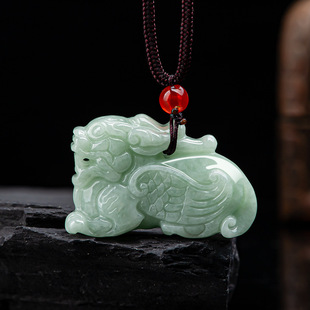 Natural Myanmar A Jade light green Flying Kirin Pendant Ice Jade Pendant Jade Pendant Wholesale