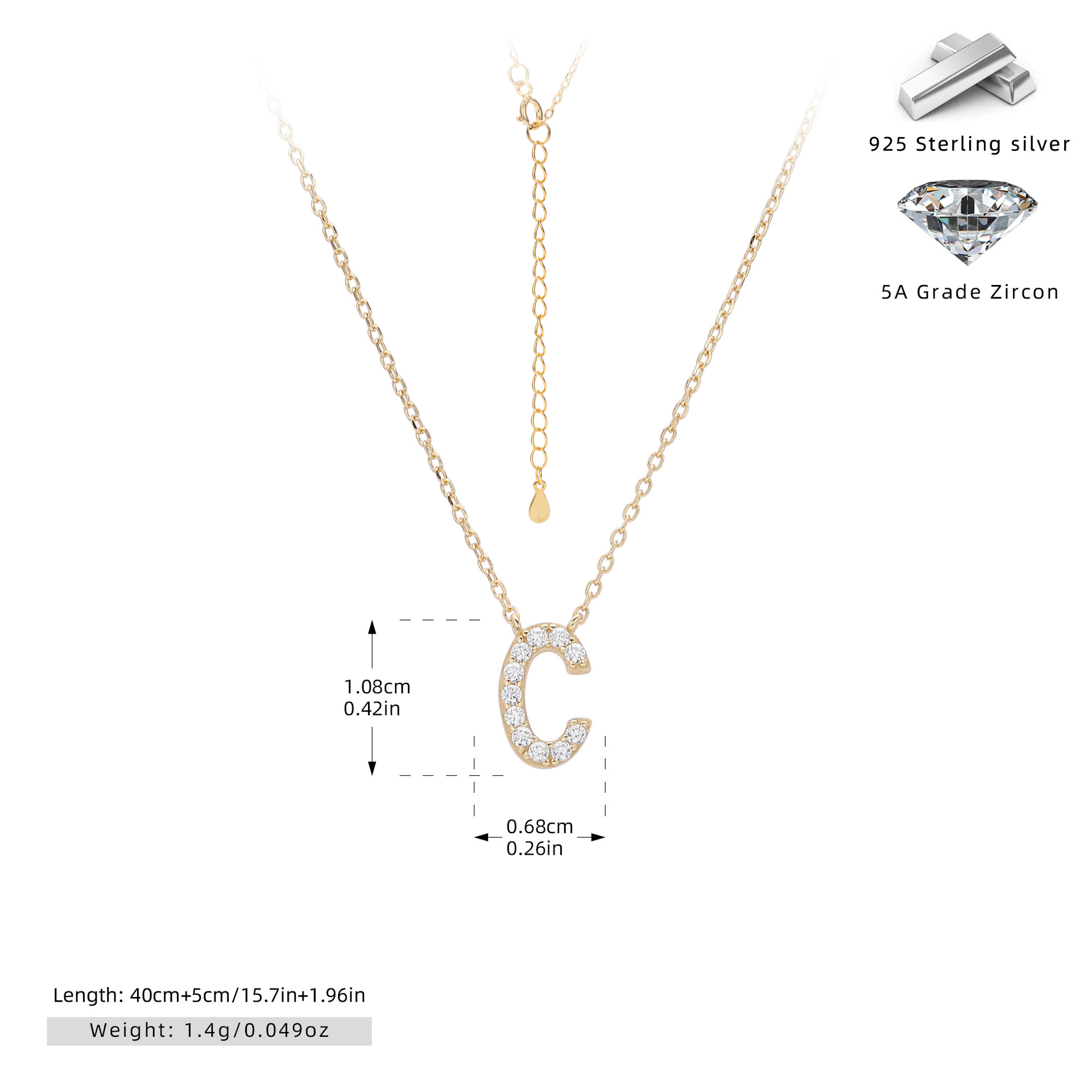 925 Silver Gold Plated-C