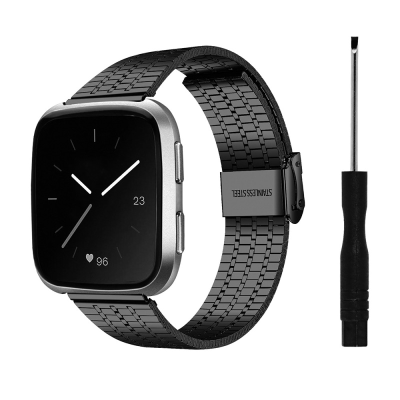 Suitable for fitbit versa/2 Watch Strap Stainless Steel High-grade Seven Bead Strap Lite Double Safety Buckle Strap Suitable for fitbit versa/2 Watch Strap Stainless Steel High-grade Seven Bead Strap Lite Double Safety Buckle Strap