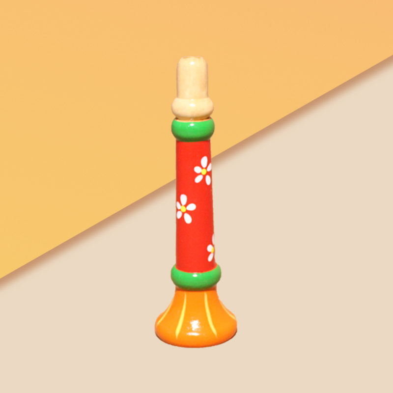 Fábrica directa de los niños tocando instrumento musical trompeta de madera infantil niños educación temprana instrumento musical juguete material didáctico al por mayor