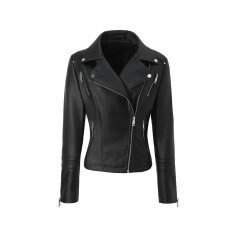 跨境秋冬女士pu皮衣欧美大码皮夹克复古机车外套Women's jacket