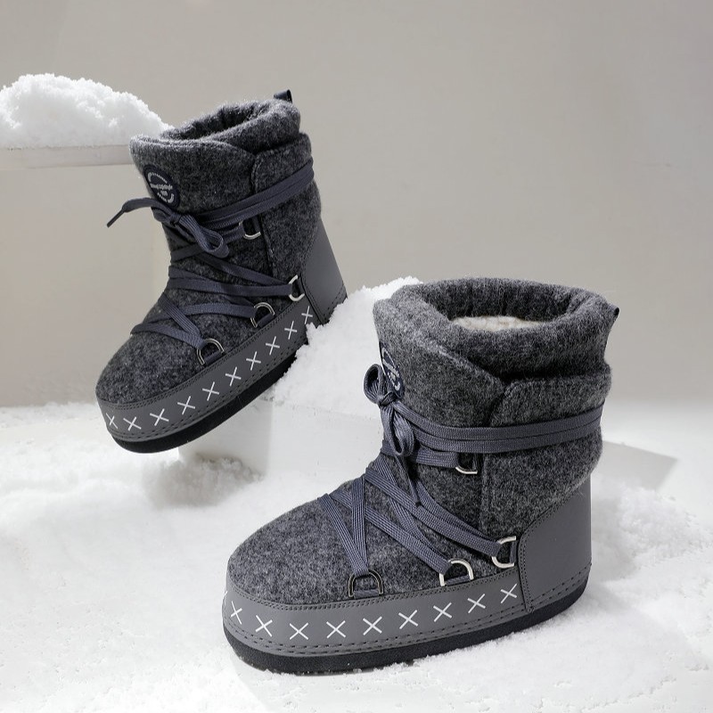 Versión pública transfronteriza Taobao gris botas de lana forro engrosada felpa caliente y cómoda entrega de una sola pieza al por mayor orden de comercio exterior