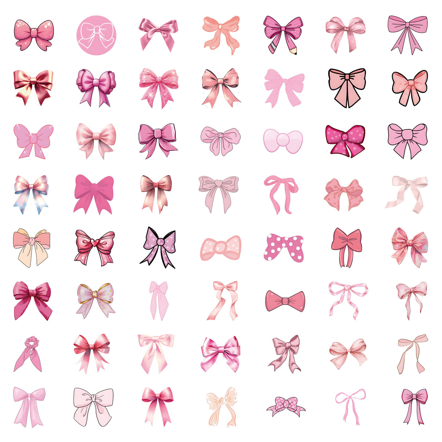45g Weight Stickers Stationery Type 1 Set Quantity Learning Occasion PVC self-adhesive Material Bow Knot Pattern Cute Style 1 Set Bow Knot Learning PVC Self-adhesive Cute Stickers 1