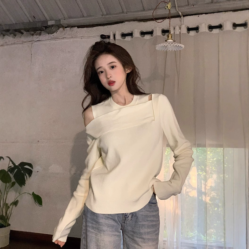 Топ с длинными рукавами с пряжей