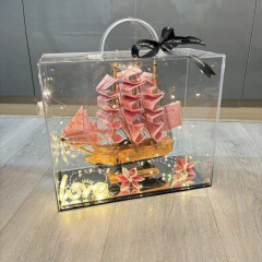 一帆风顺帆船现金有钱花diy材料包手提亚克力情人节礼物开业摆件