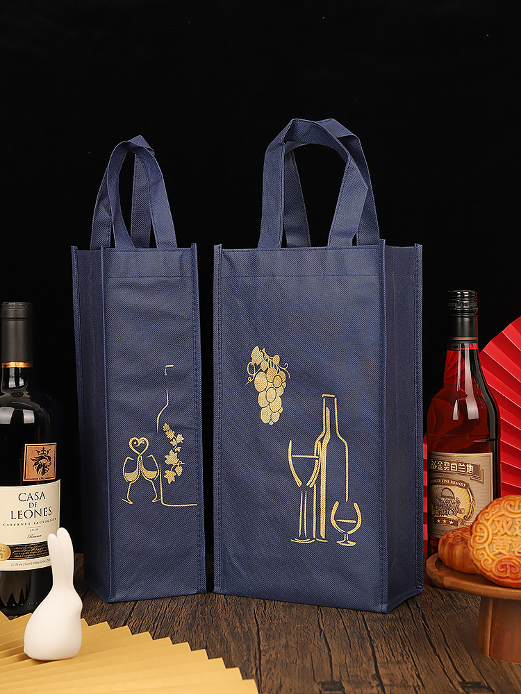 Festival de Primavera bolsa de vino no tejida bolsa de regalo doble paquete de regalo grueso se puede personalizar